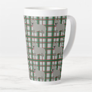 Grauer französischer Bulldog, Weihnachten Kariert Milchtasse
