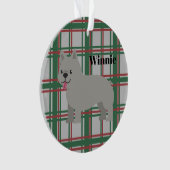 Grauer französischer Bulldog, Weihnachten Kariert Ornament (Vorderseite)