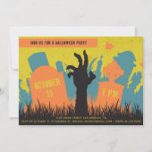 Grauer Friedhof und Halloween-Party Einladung (Vorderseite)