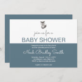 Grauer Fuchs - Kinderdusche 7x5 (horizontal) Einla Einladung (Vorne/Hinten)