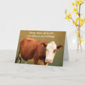 Grauer Funny Cow Geburtstagkarte Karte (Gelbe Blume)