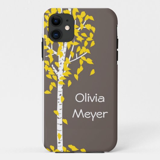 Grauer gelber Aspen-Baum iPhone Kasten Case-Mate iPhone Hülle (Rückseite)