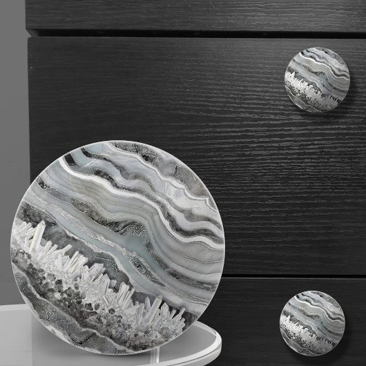 Grauer Geode-Kristall Keramikknauf