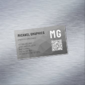 Grauer geometrischer Maschenmuster QR-Code Magnetische Visitenkarte (Beispiel)