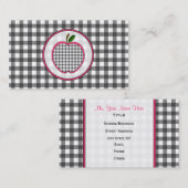 Grauer Gingham Apple arbeiten Lehrer-Visitenkarte Visitenkarte (Vorne/Hinten)