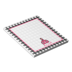Grauer Gingham-Lehrer-Notizblock Notizblock