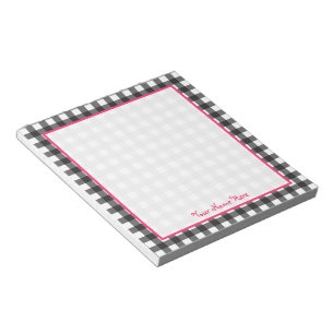 Grauer Gingham-personalisierter Notizblock