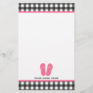 Grauer Gingham u. Rosa drehen Reinfall-Briefpapier Briefpapier
