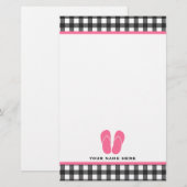 Grauer Gingham u. Rosa drehen Reinfall-Briefpapier Briefpapier (Vorne/Hinten)