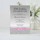 Grauer Glitzer 30. Geburtstag Einladung (Stehend Vorderseite)