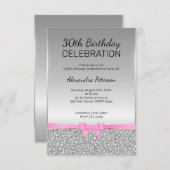 Grauer Glitzer 30. Geburtstag Einladung (Vorne/Hinten)