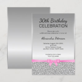 Grauer Glitzer 30. Geburtstag Einladung