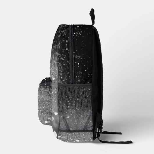 Grauer Glitzer Bedruckter Rucksack (Rechts)