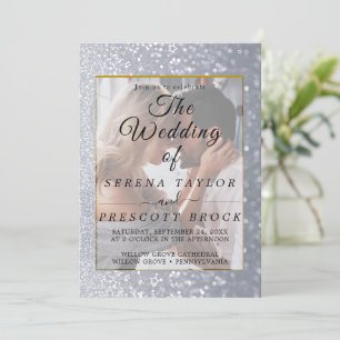 Grauer Glitzer Elegant Vellum Hochzeit Einladung
