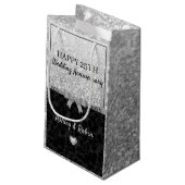 Grauer Glitzer und Damast Kleine Geschenktüte (Rückseite Schrägansicht)