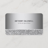 Grauer Glitzer und Graumetall Visitenkarte (Vorderseite)