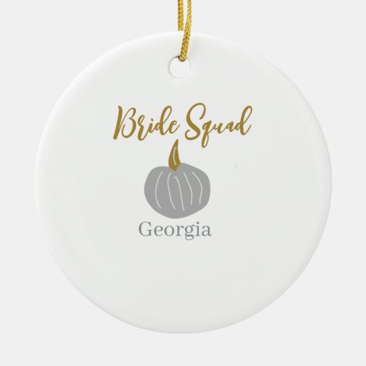 Grauer goldener Kürbis Keramik Ornament (Vorne)