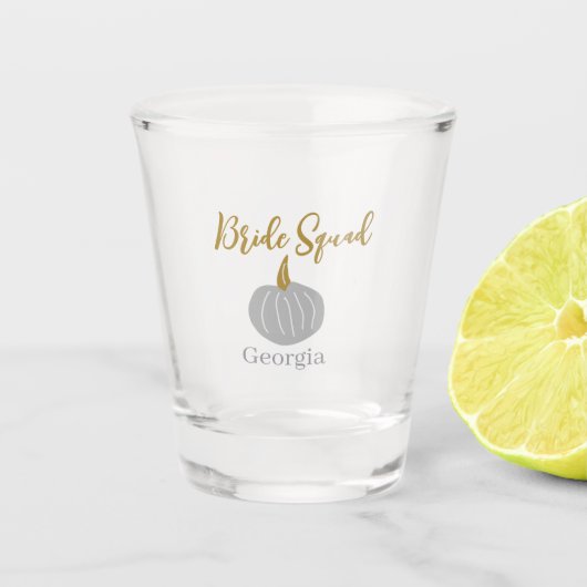 Grauer goldener Kürbis Schnapsglas (Vorderseite)