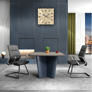 Grauer Goldsepia-Tiertiger-Schwarzes abstrakt Quadratische Wanduhr