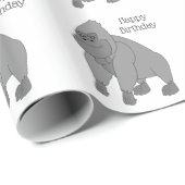 Grauer Gorilla Geburtstag Geschenkpapier (Rolleneckpunkt)