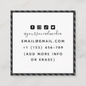 Grauer Gothic und floraler Skull Tattoo Artist Quadratische Visitenkarte (Rückseite)