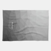 Grauer Gradient-Geometrischer-Netzmuster-Monogramm Geschirrtuch (Horizontal)