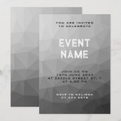 Grauer Gradient-Geometrisches-Netzmuster Einladung (Vorne/Hinten)