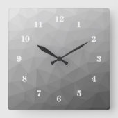 Grauer Gradient-Geometrisches-Netzmuster Quadratische Wanduhr (Vorderseite)