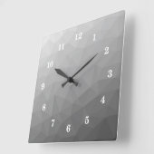 Grauer Gradient-Geometrisches-Netzmuster Quadratische Wanduhr (Winkel)