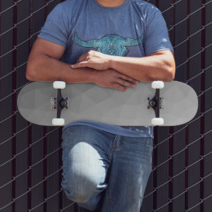 Grauer Gradient-Geometrisches-Netzmuster Skateboard
