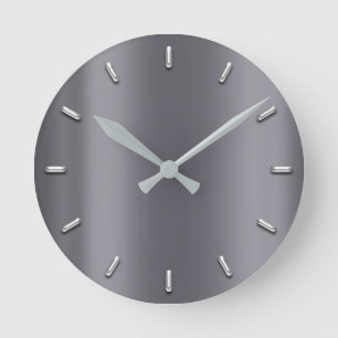 Grauer Graphitmetallisches minimales silbernes Runde Wanduhr
