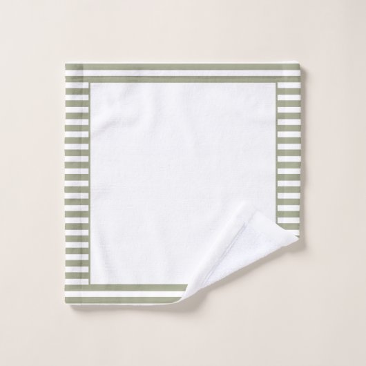 Grauer, grüner und weißer Streifen Badhandtuch Set (Waschlappen)