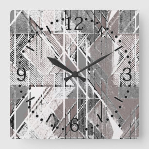 Grauer Grunge-Druck. Acryl-Wanduhr Quadratische Wanduhr