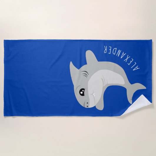 Grauer Hai mit Namen lächeln Strandtuch (Vorderseite)