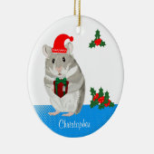 Grauer Hamster personalisierte Weihnachten Keramik Ornament (Rechts)