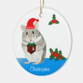 Grauer Hamster personalisierte Weihnachten Keramik Ornament (Links)