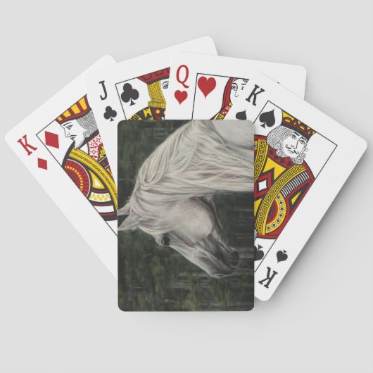 Grauer Hengst blickt in die Ferne Spielkarten (Rückseite)