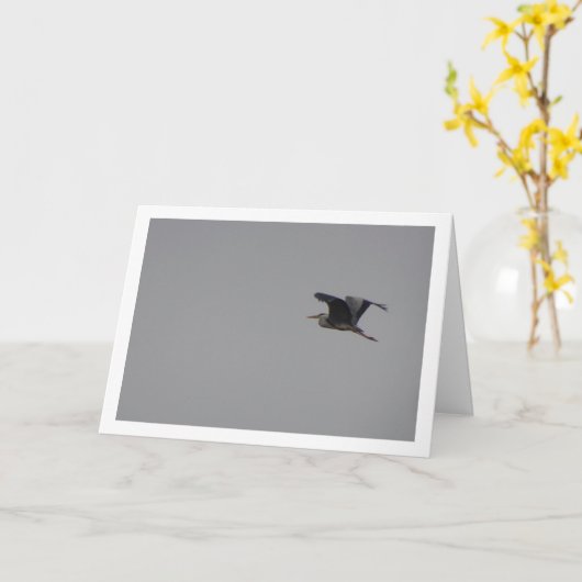 Grauer Heron Bird in Sky Card Karte (Gelbe Blume)