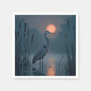 Grauer Heron mit rosa Mond Serviette