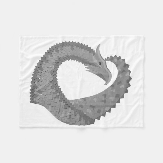 Grauer Herzdrache auf Weiß Fleecedecke (Vorderseite (Horizontal))