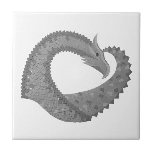Grauer Herzdrache auf Weiß Fliese (Vorderseite)