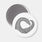 Grauer Herzdrache auf Weiß Magnet (Vorderseite/Rückseite)