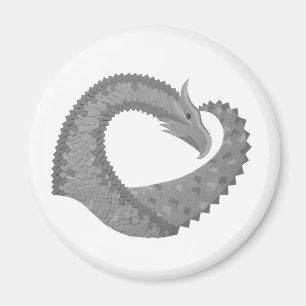 Grauer Herzdrache auf Weiß Magnet