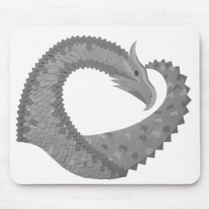 Grauer Herzdrache auf Weiß Mousepad