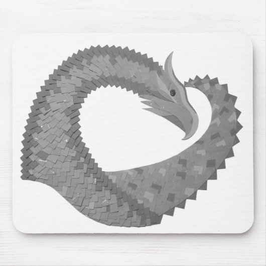 Grauer Herzdrache auf Weiß Mousepad (Vorne)