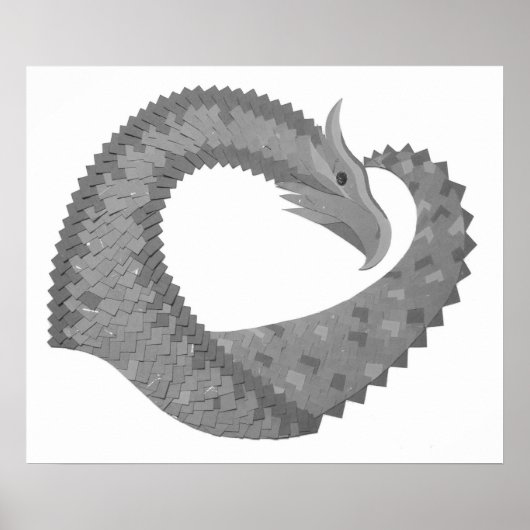 Grauer Herzdrache auf Weiß Poster (Vorne)