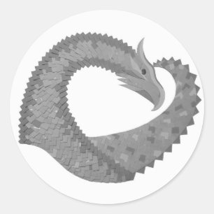 Grauer Herzdrache auf Weiß Runder Aufkleber