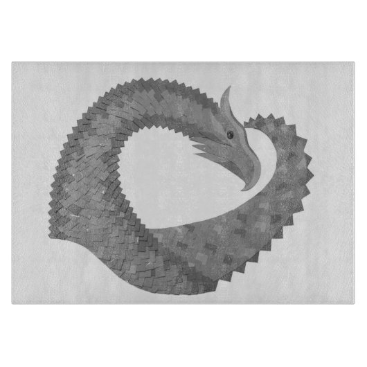 Grauer Herzdrache auf Weiß Schneidebrett (Vorderseite)