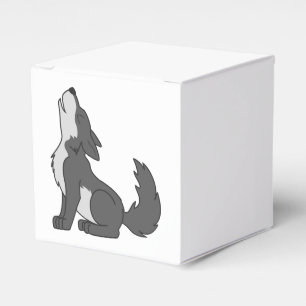 Grauer heulender Wolf-Welpe Geschenkschachtel