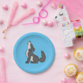 Grauer heulender Wolf-Welpe Pappteller (Party)
